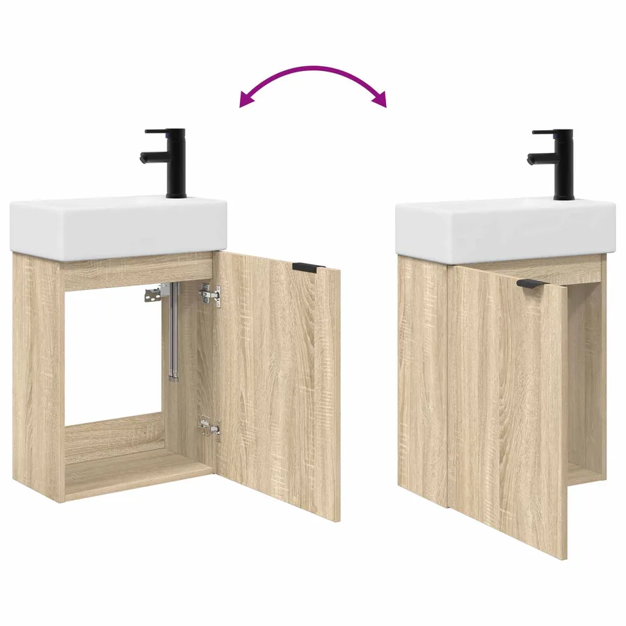 Meuble de salle de bain avec robinet Chêne Sonoma - 9