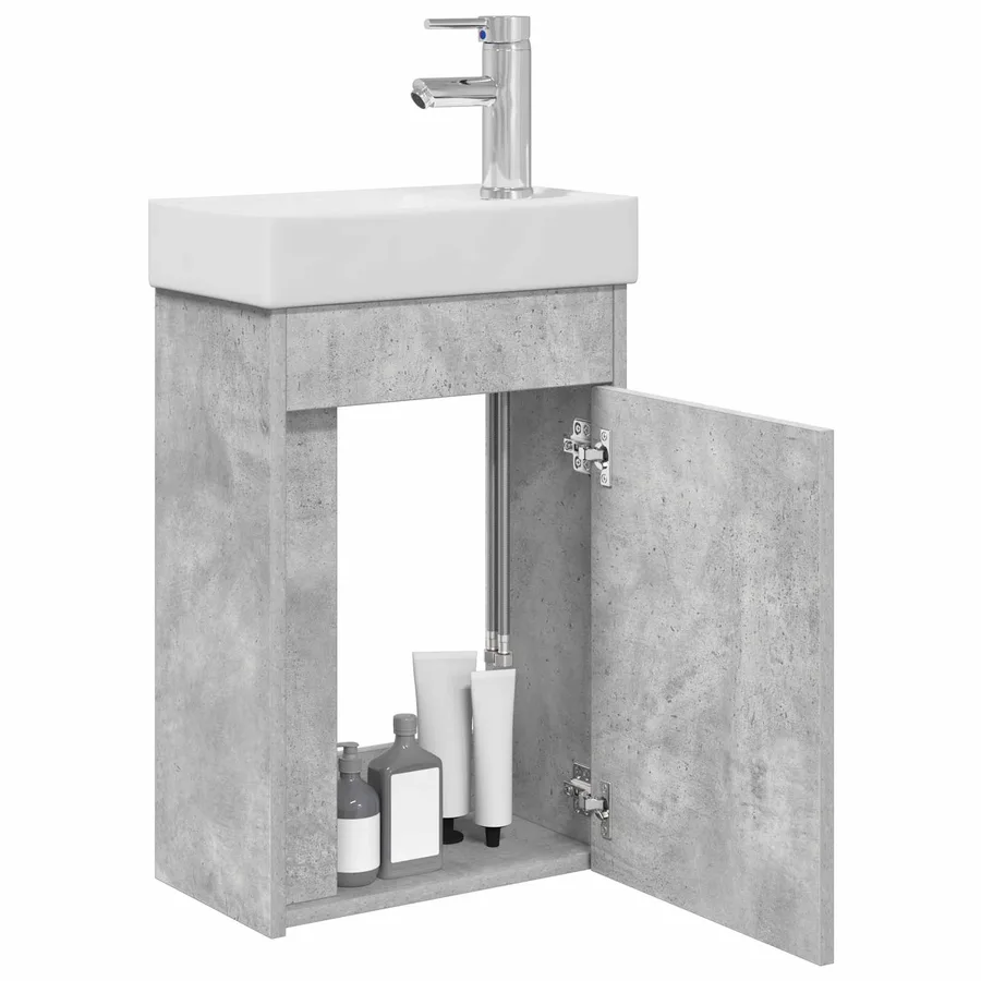 Meuble de salle de bain avec robinet Gris béton - 3