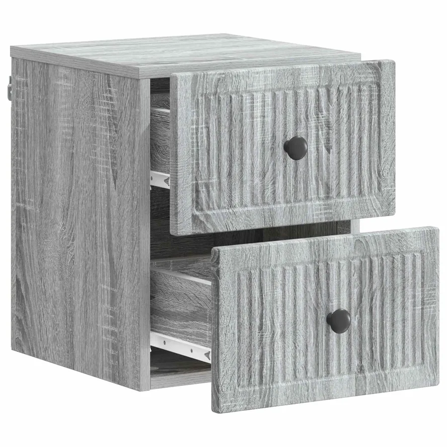 Cabinet de chevet mural 2 pcs Sonoma gris 33 x 34,5 x 40 cm - 6