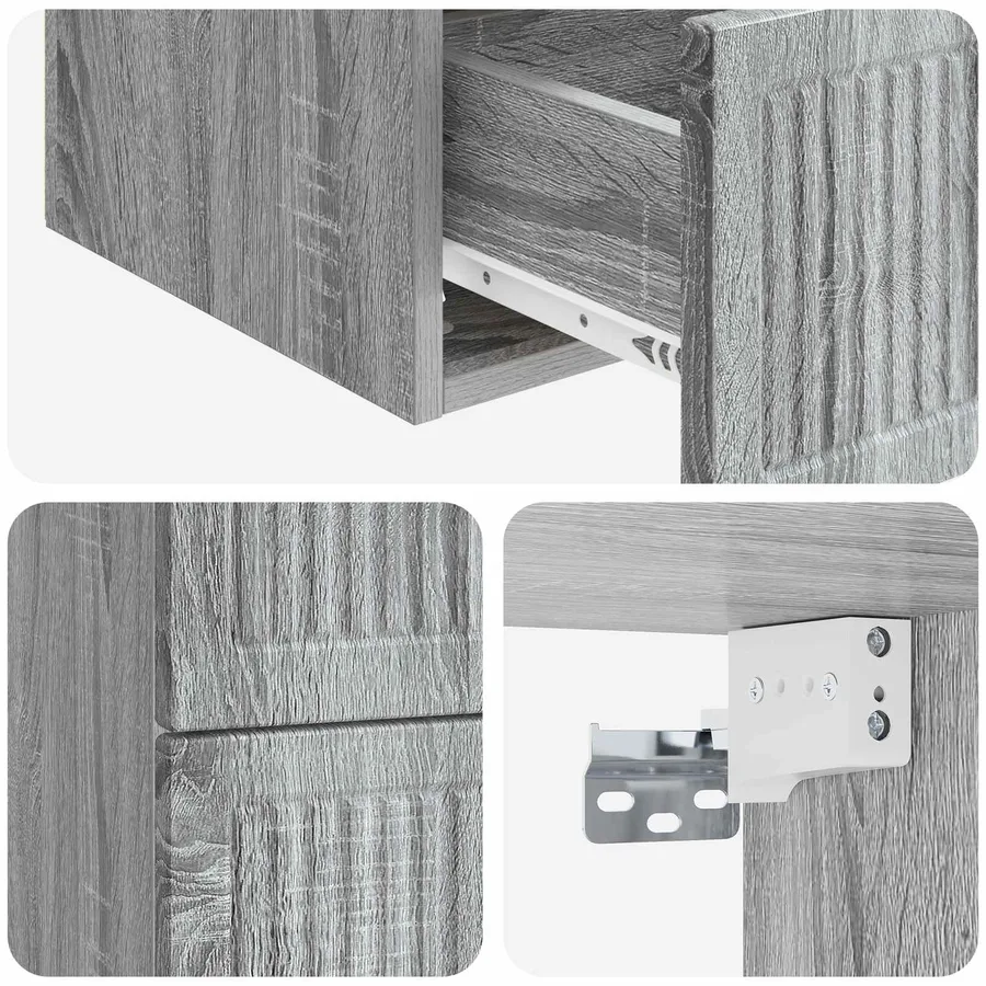 Cabinet de chevet mural 2 pcs Sonoma gris 33 x 34,5 x 40 cm - 8