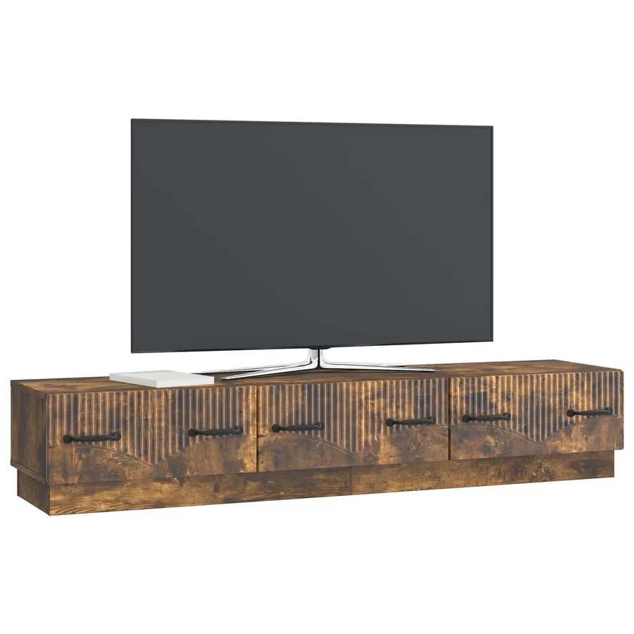 Meuble TV Chêne fumé 147 x 34,5 x 27 cm Bois d'ingénierie - 3