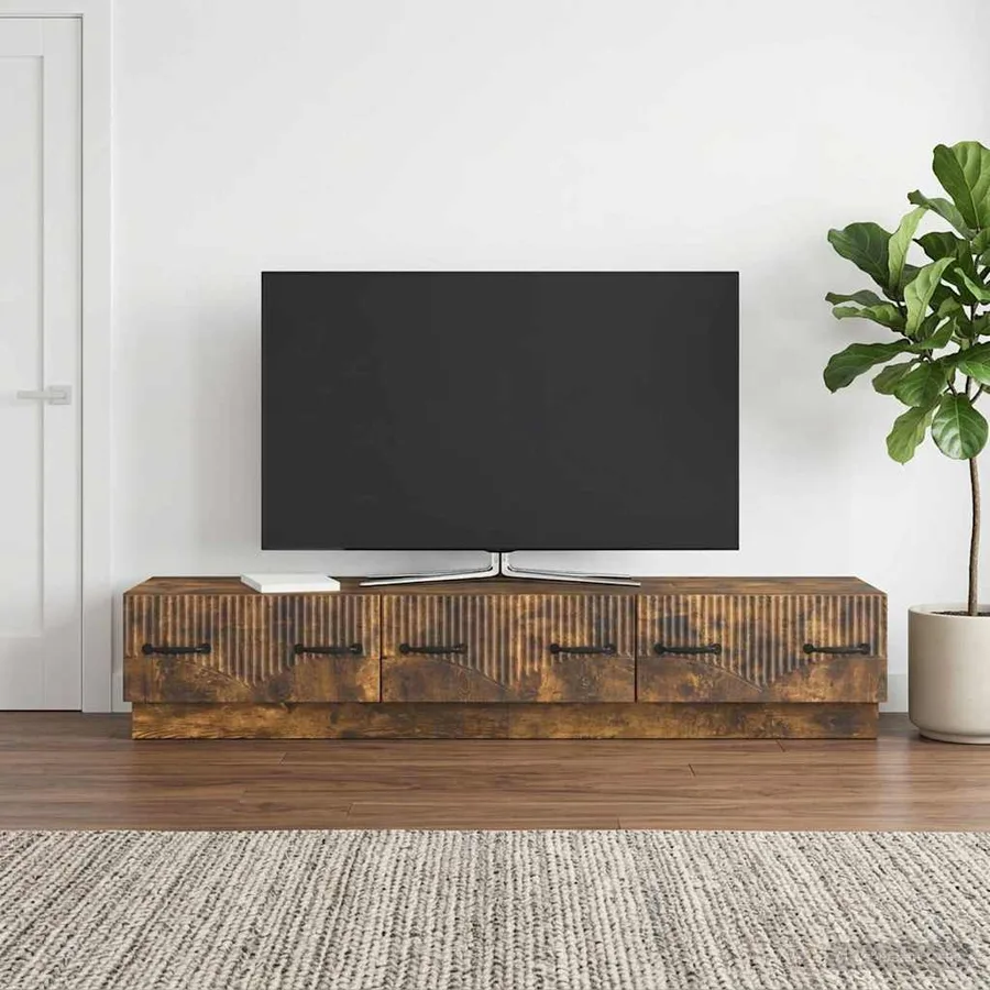 Meuble TV Chêne fumé 147 x 34,5 x 27 cm Bois d'ingénierie - 4