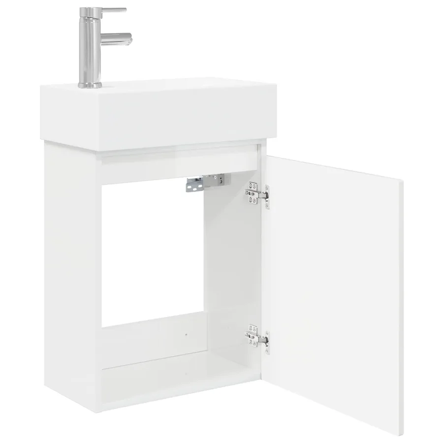 Meuble de salle de bain avec robinet Blanc brillant - 4