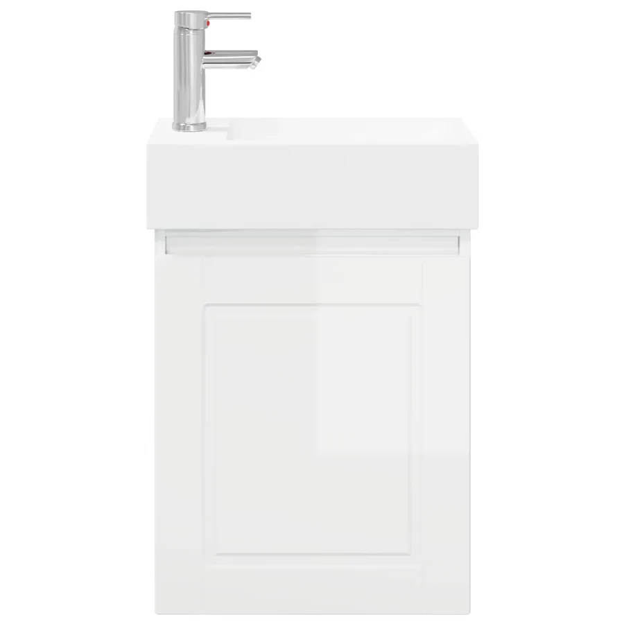 Meuble de salle de bain avec robinet Blanc brillant - 5