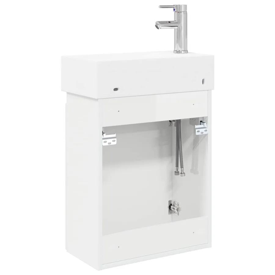 Meuble de salle de bain avec robinet Blanc brillant - 7