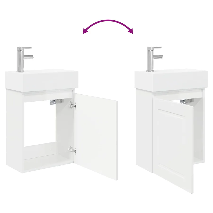 Meuble de salle de bain avec robinet Blanc brillant - 9