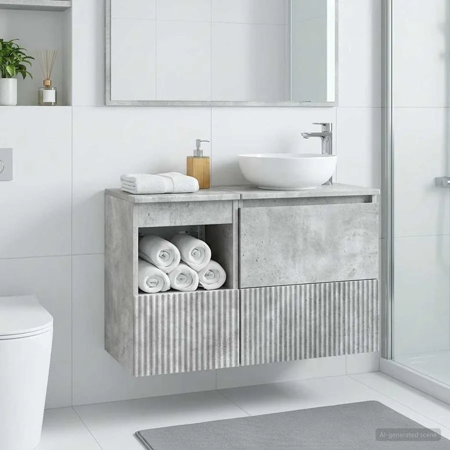 Armoire de salle de bain Gris béton 30 x 41 x 50 cm - 4