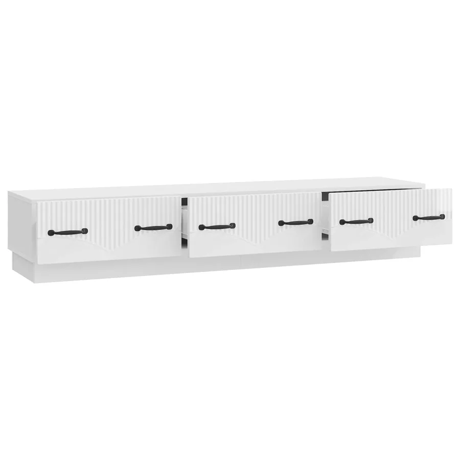 Meuble TV Blanc brillant 147 x 34,5 x 27 cm Bois d'ingénierie - 5