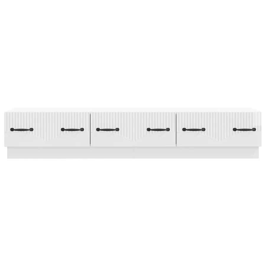 Meuble TV Blanc brillant 147 x 34,5 x 27 cm Bois d'ingénierie - 6