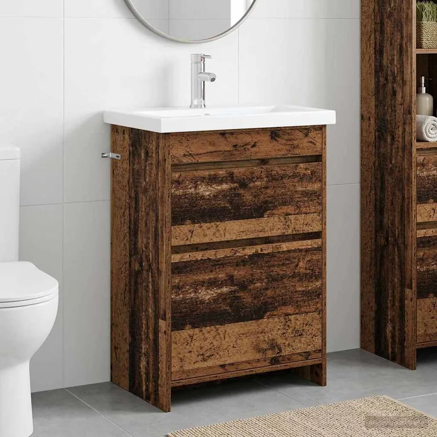 Ensemble de mobilier de salle de bain Bois ancien