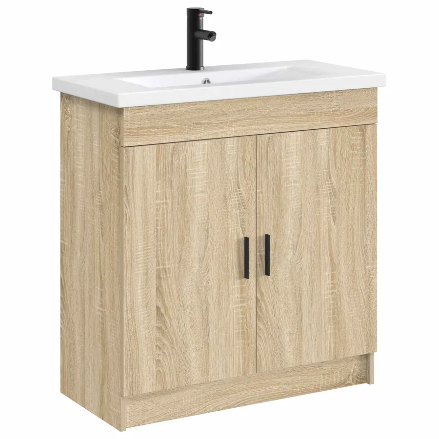 Lavabo de salle de bains Noir Mat 81 x 40 x 17,5 cm métal - 3