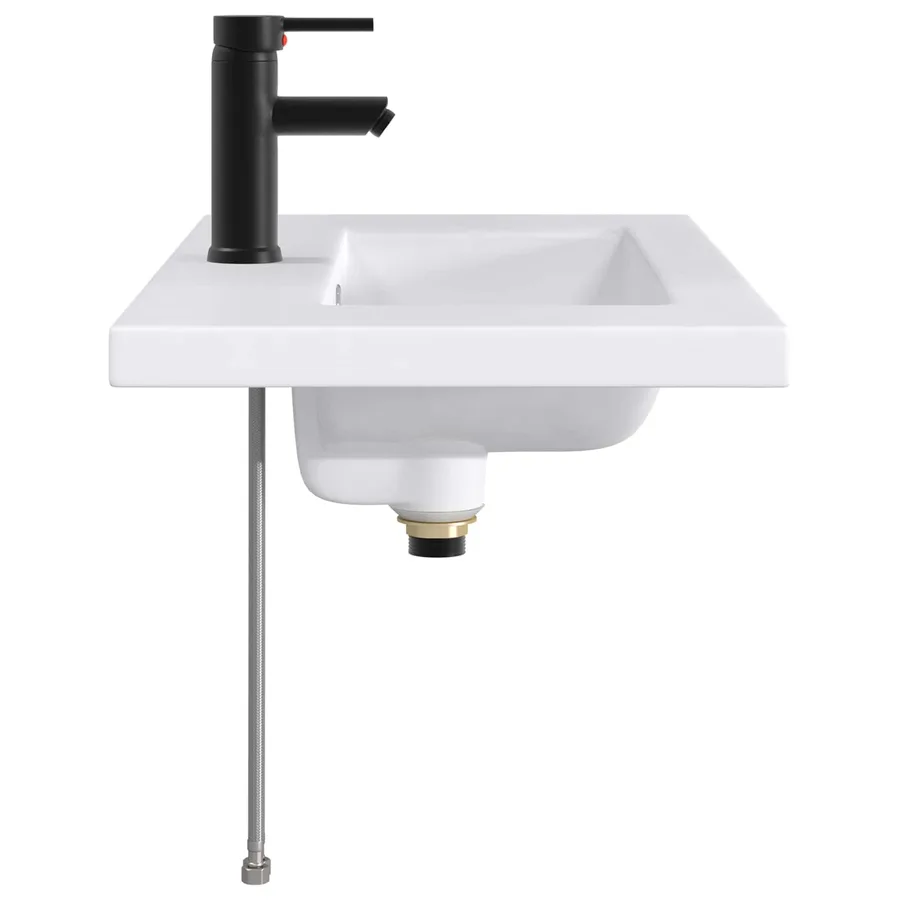Lavabo de salle de bains Noir Mat 81 x 40 x 17,5 cm métal - 5