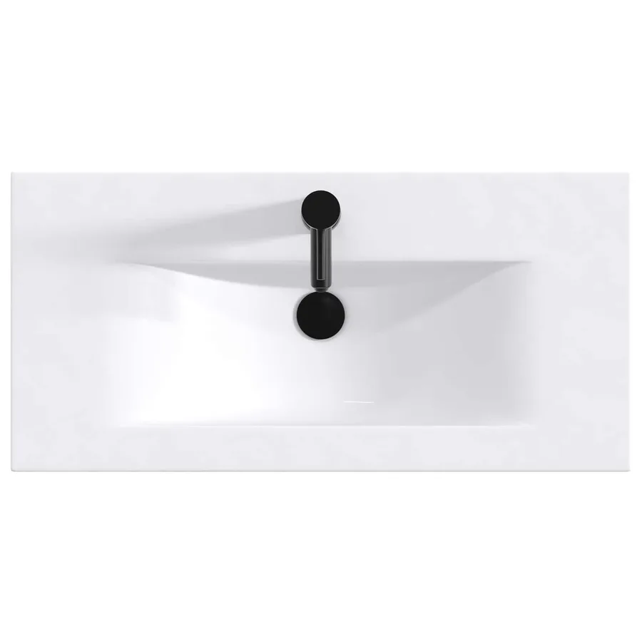 Lavabo de salle de bains Noir Mat 81 x 40 x 17,5 cm métal - 7