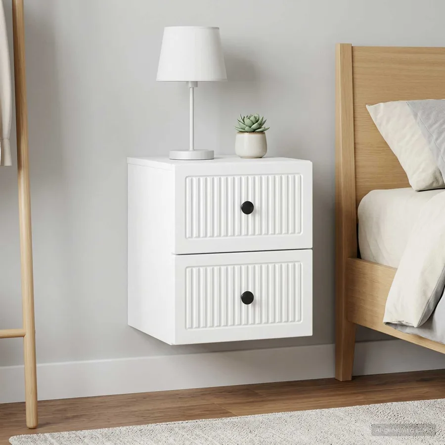 Cabinet de chevet mural 2 pcs Blanc 33 x 34,5 x 40 cm - 4