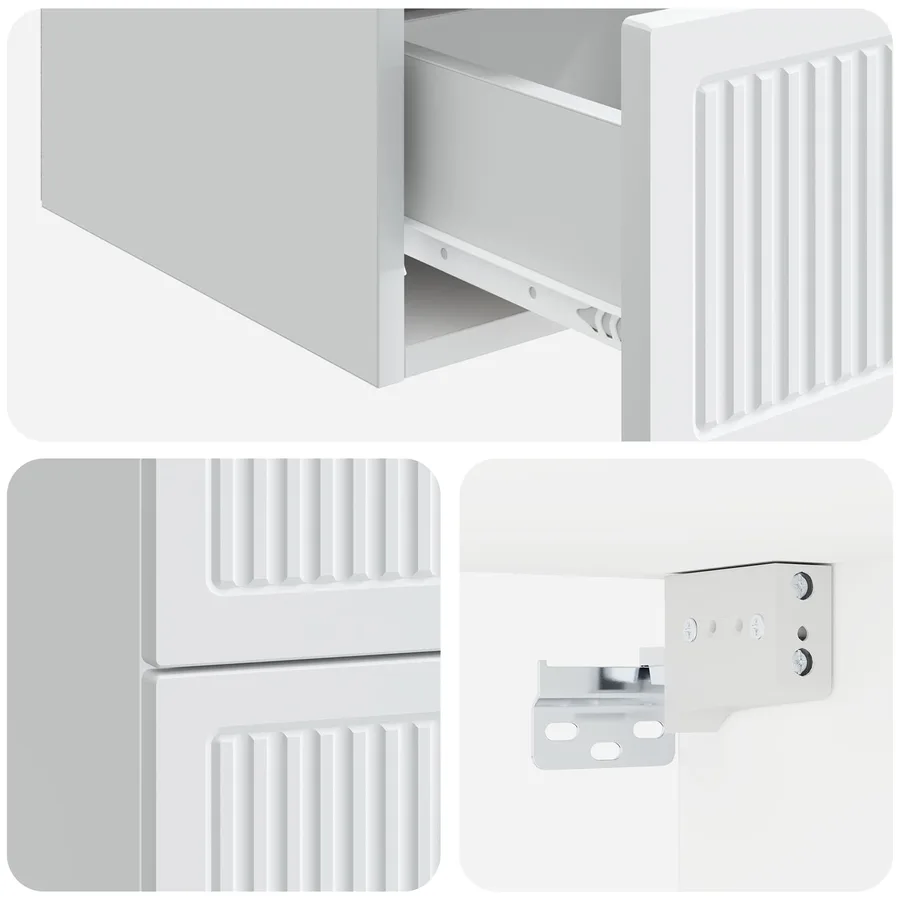 Cabinet de chevet mural 2 pcs Blanc 33 x 34,5 x 40 cm - 8