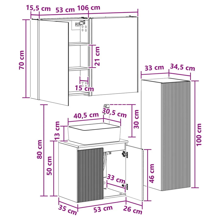 Ensemble de mobilier de salle de bain 4 pcs Blanc - 13