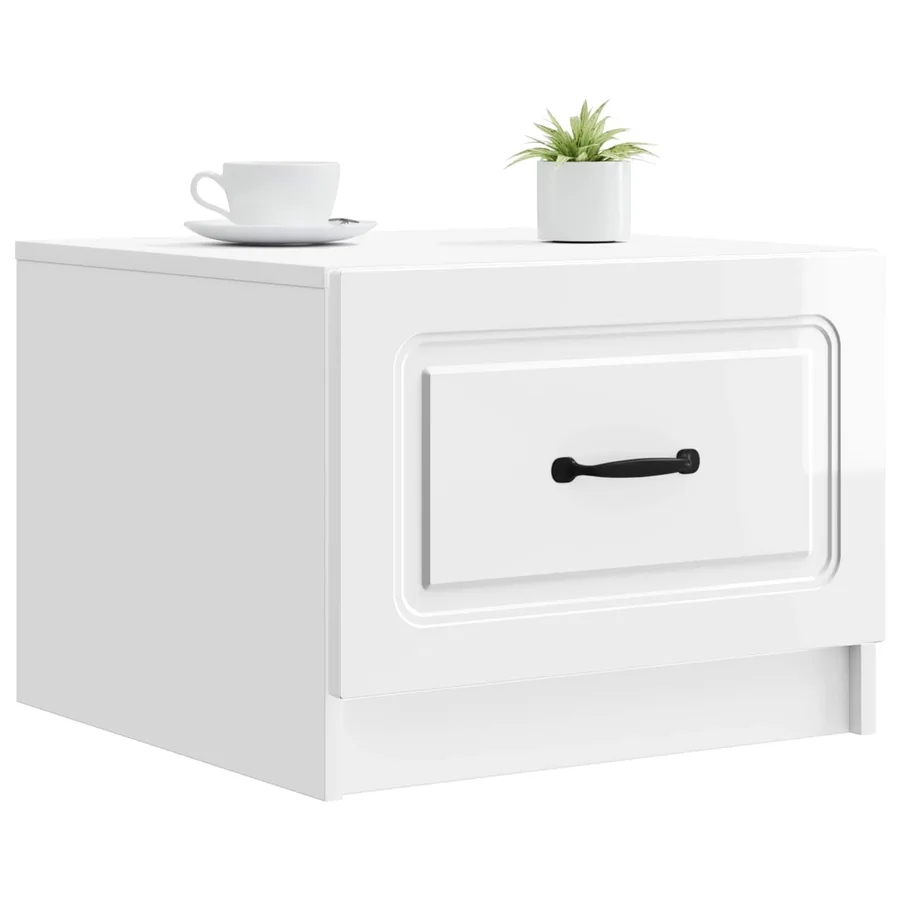 Table basse Blanc brillant 49 x 50 x 37 cm Bois d'ingénierie - 3