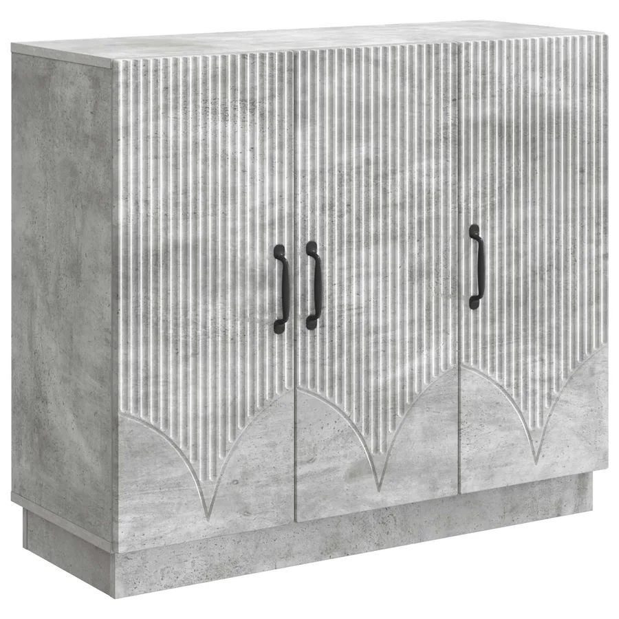 Buffet Gris béton 89 x 34,5 x 77 cm Bois d'ingénierie - 2
