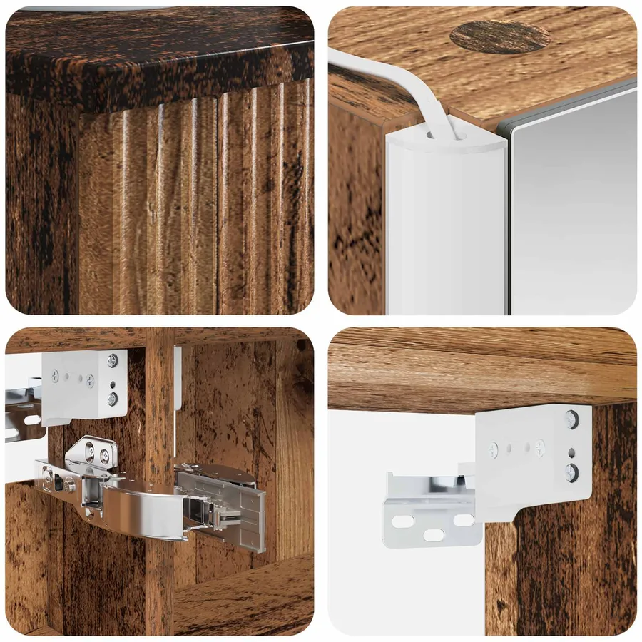 Ensemble de mobilier de salle de bain 4 pcs Bois ancien - 6