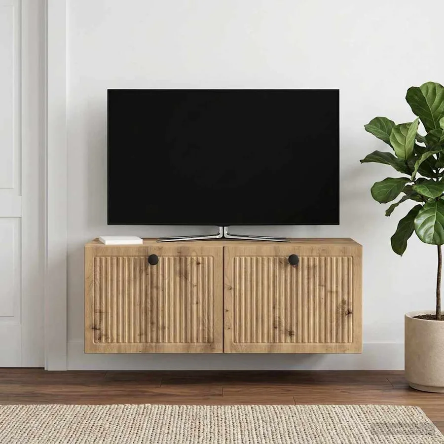Meuble TV mural 78,5 x 31 x 30 cm Chêne artisanal - 4