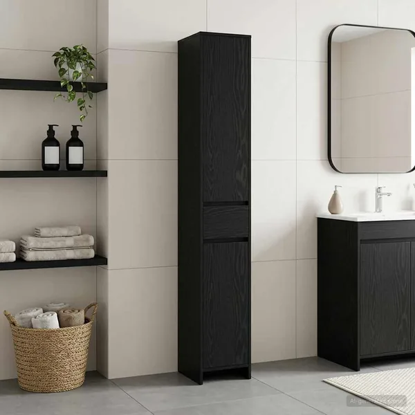 Armoire de salle de bain Chêne noir 30 x 33 x 190 cm