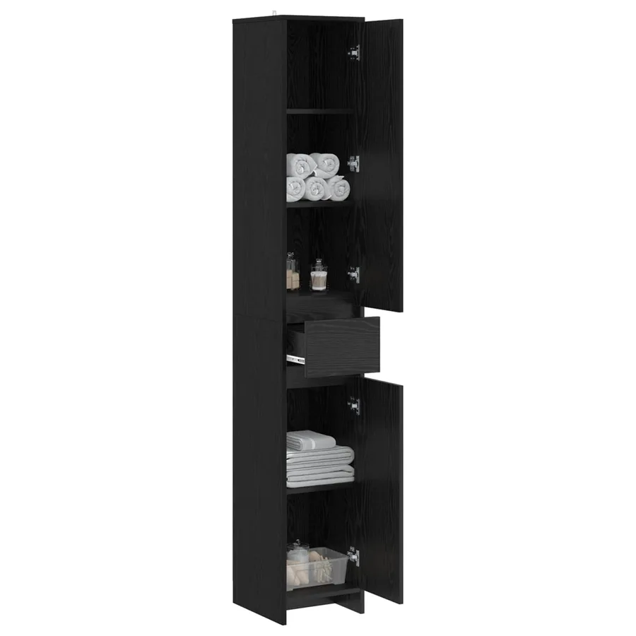 Armoire de salle de bain Chêne noir 30 x 33 x 190 cm - 3