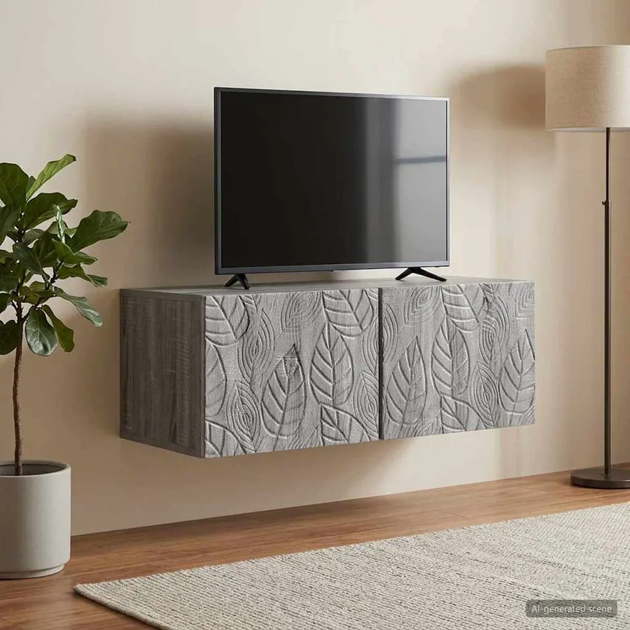 Meuble TV mural 98 x 31 cm Sonoma gris Bois d'ingénierie - 3