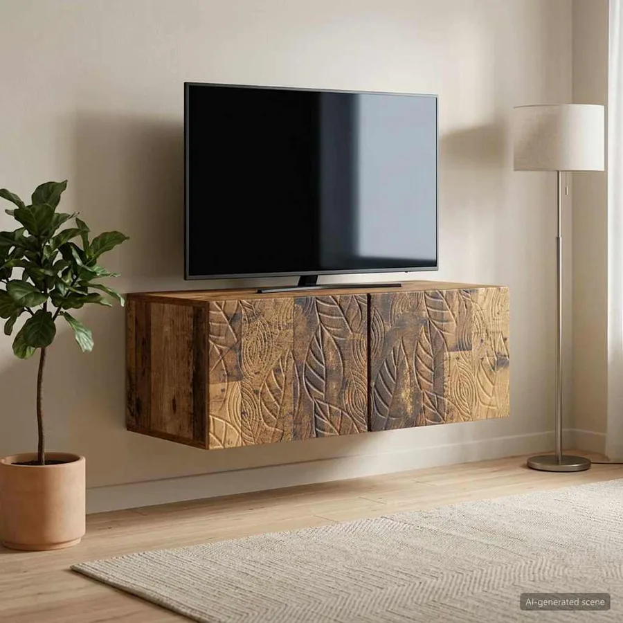 Meuble TV mural 98 x 31 cm Bois ancien Bois d'ingénierie - 3