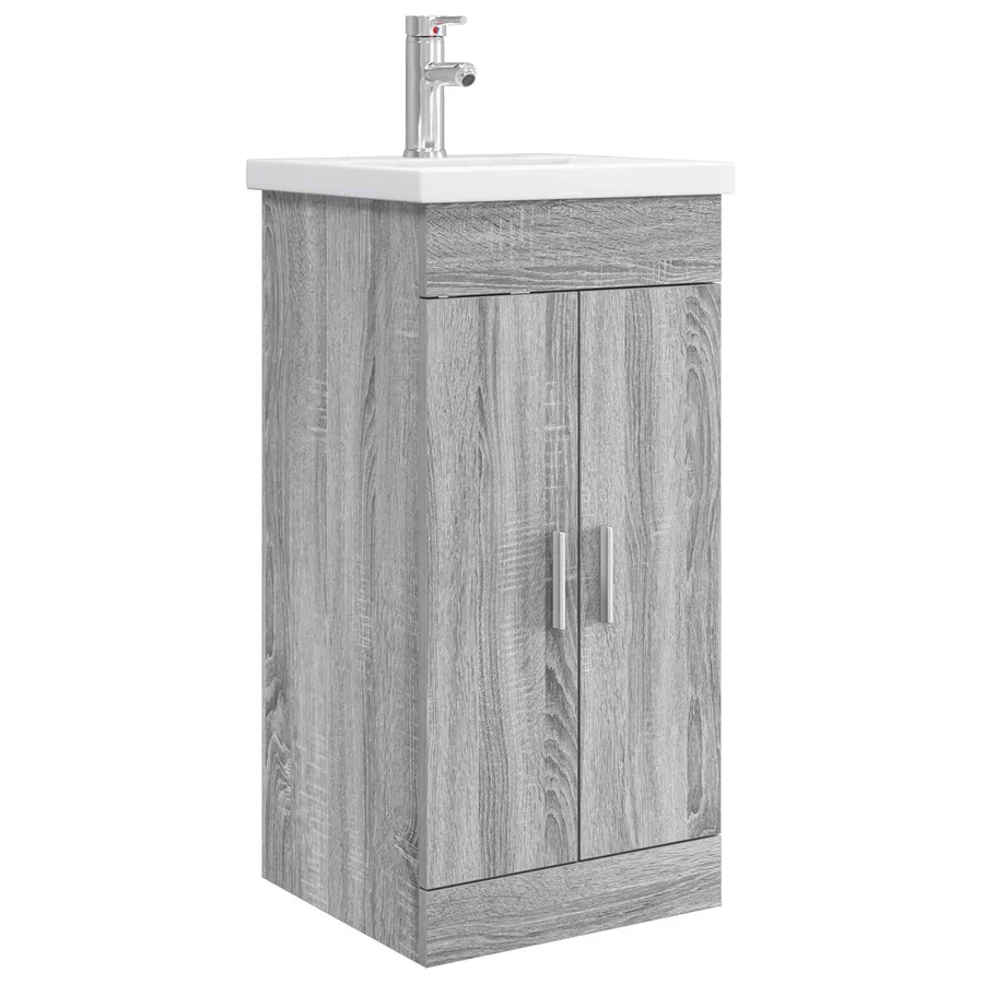 Meuble de salle de bain avec évier Sonoma gris - 2