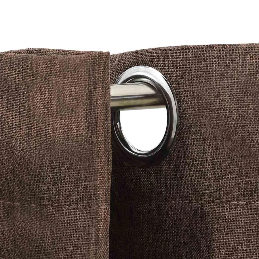 Rideaux occultants Aspect lin avec œillets 2pcs Taupe 140x225cm - 3