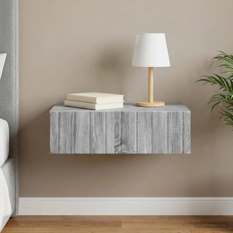 Table d'appoint murale Sonoma gris 59 x 34,5 x 17 cm