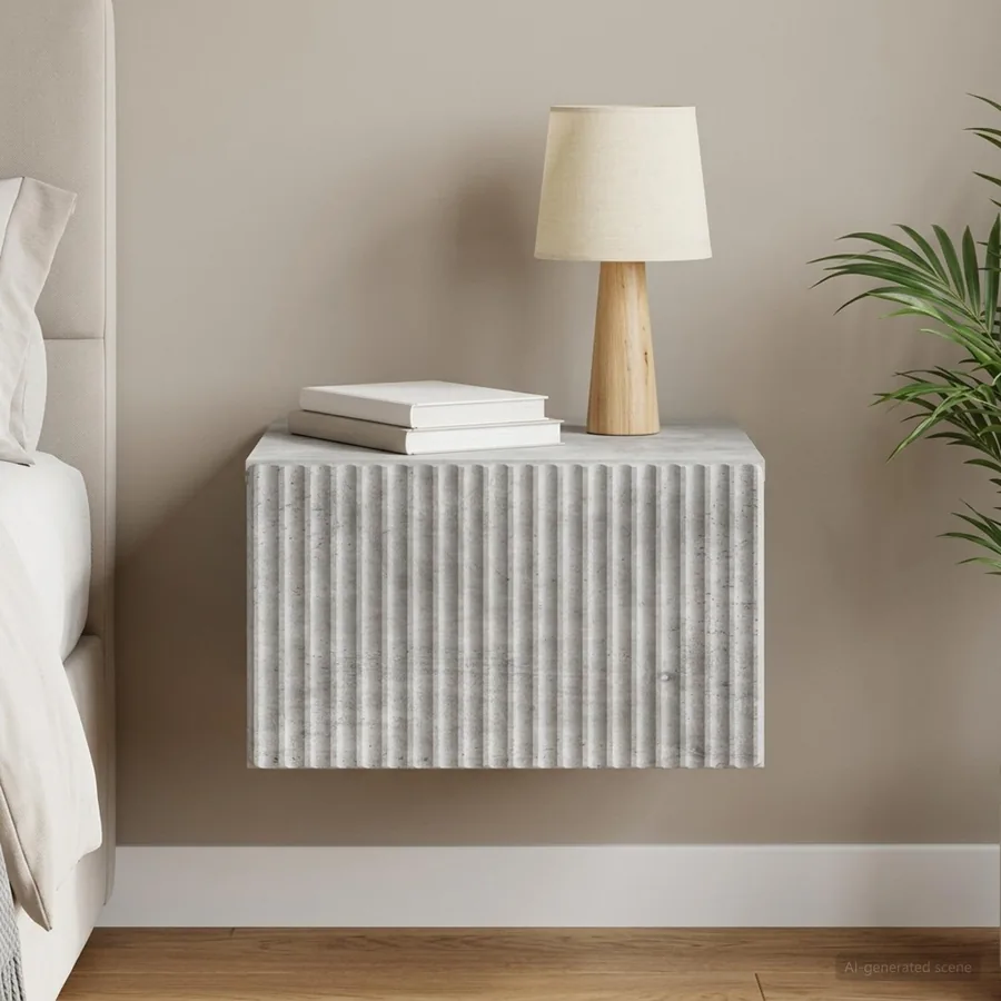 Cabinet de chevet mural Gris béton 33 x 34,5 x 20 cm