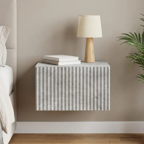 Cabinet de chevet mural Gris béton 33 x 34,5 x 20 cm