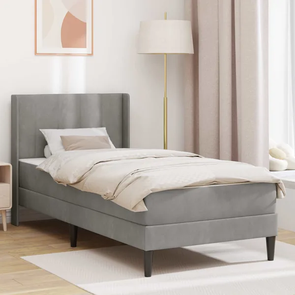 Cadre de lit avec matelas Gris clair 80 x 200 cm Velours