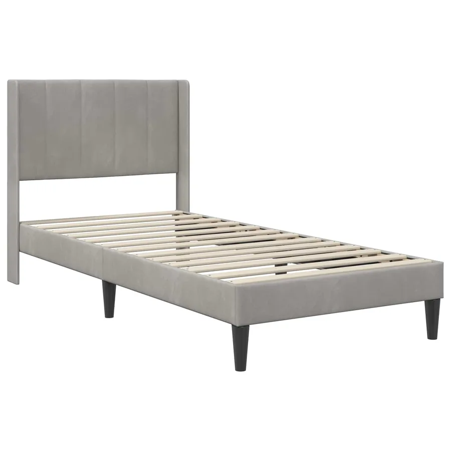 Cadre de lit avec matelas Gris clair 80 x 200 cm Velours - 4