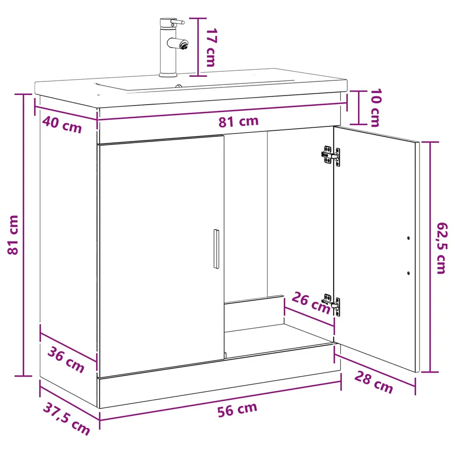 Ensemble de mobilier de salle de bain Sonoma gris - 12