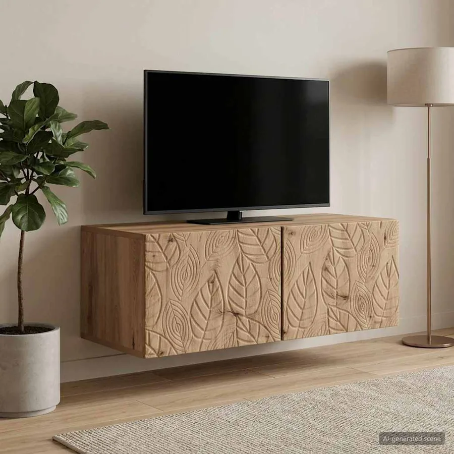Meuble TV mural 59,5 x 31 cm Chêne artisanal Bois d'ingénierie - 3