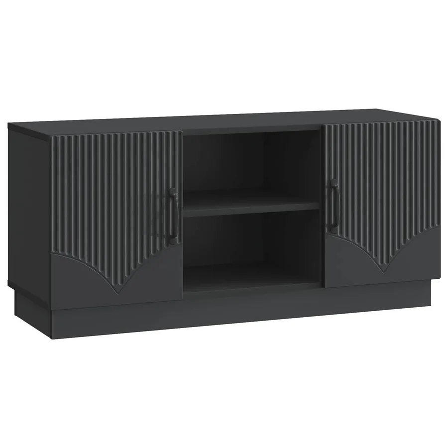 Meuble TV Noir 102 x 34,5 x 47 cm Bois d'ingénierie - 2