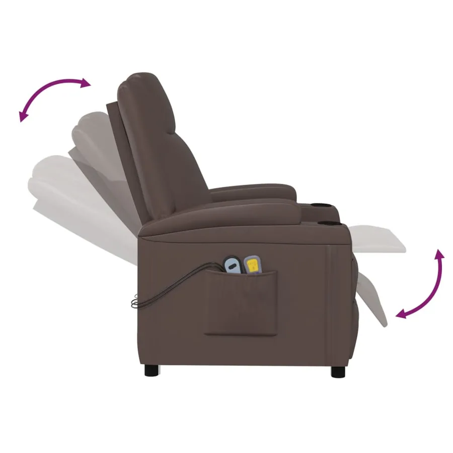 Fauteuil de massage électrique Marron Similicuir - 7