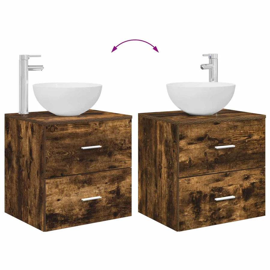 Ensemble de mobilier de salle de bain 2 pcs Chêne fumé - 9