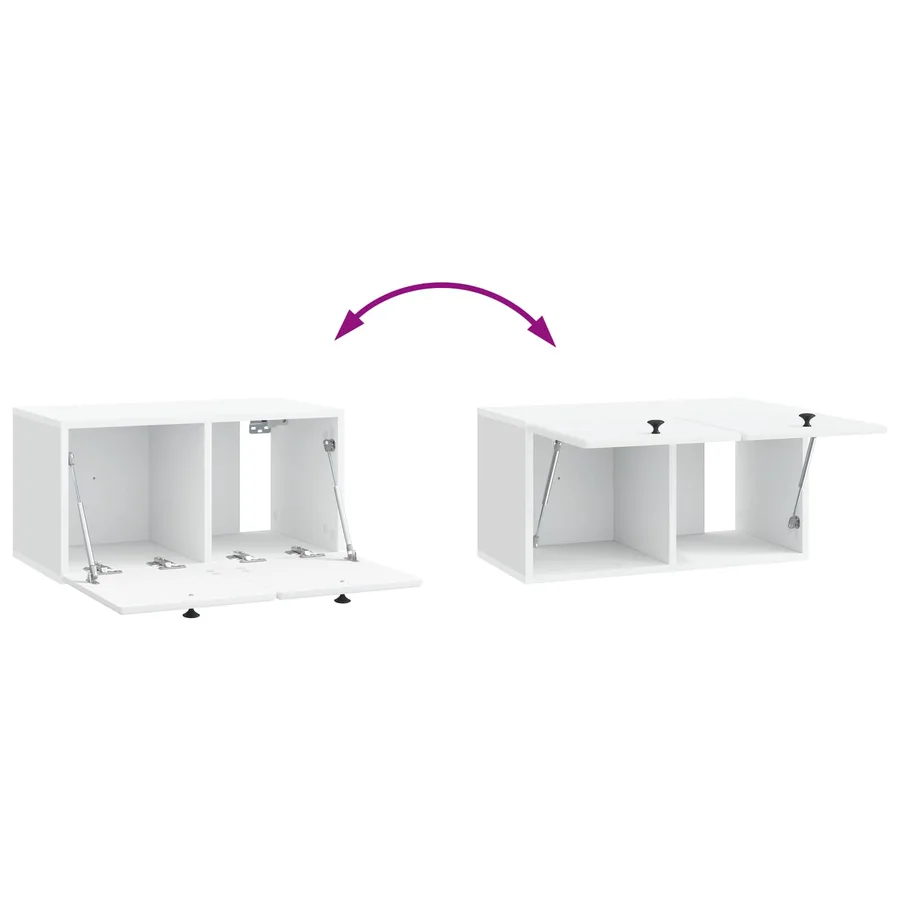 Meuble TV mural 59,5 x 31 x 30 cm Blanc Bois d'ingénierie - 8