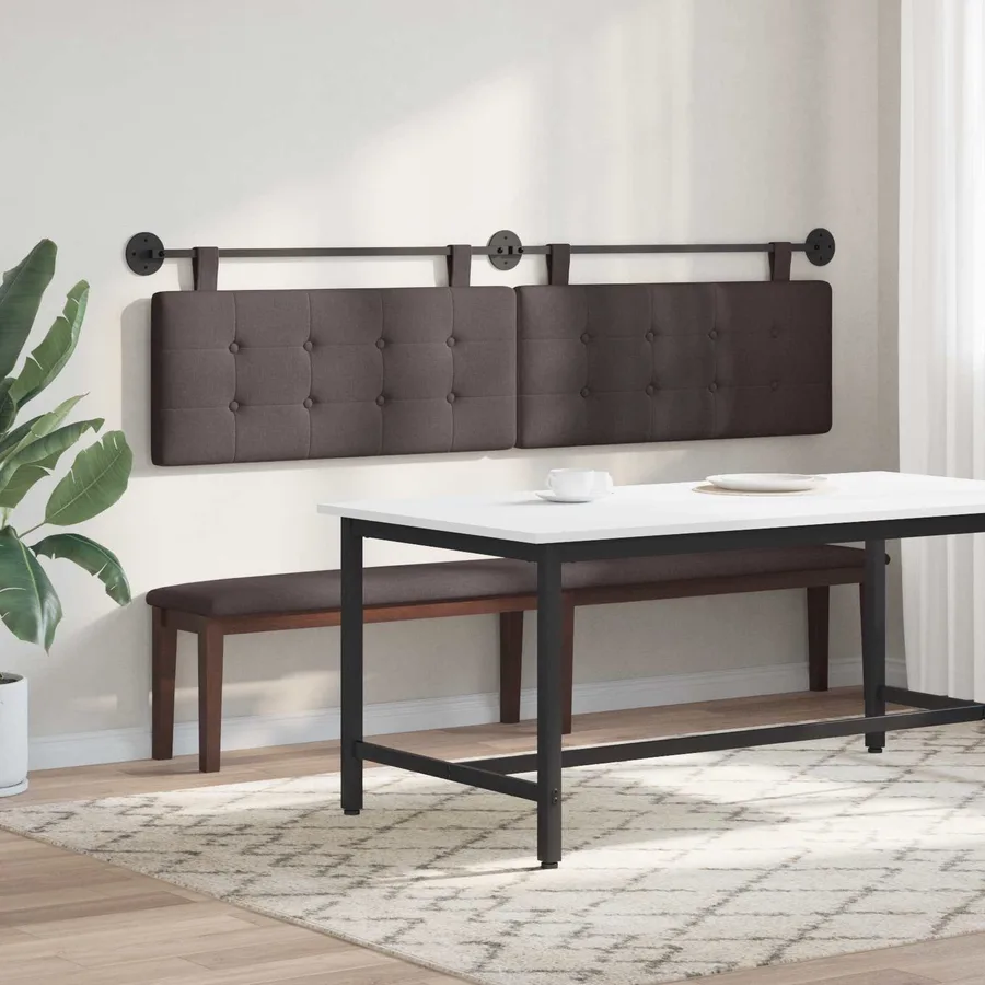 Tête de lit suspendue Marron foncé Tissu - 4