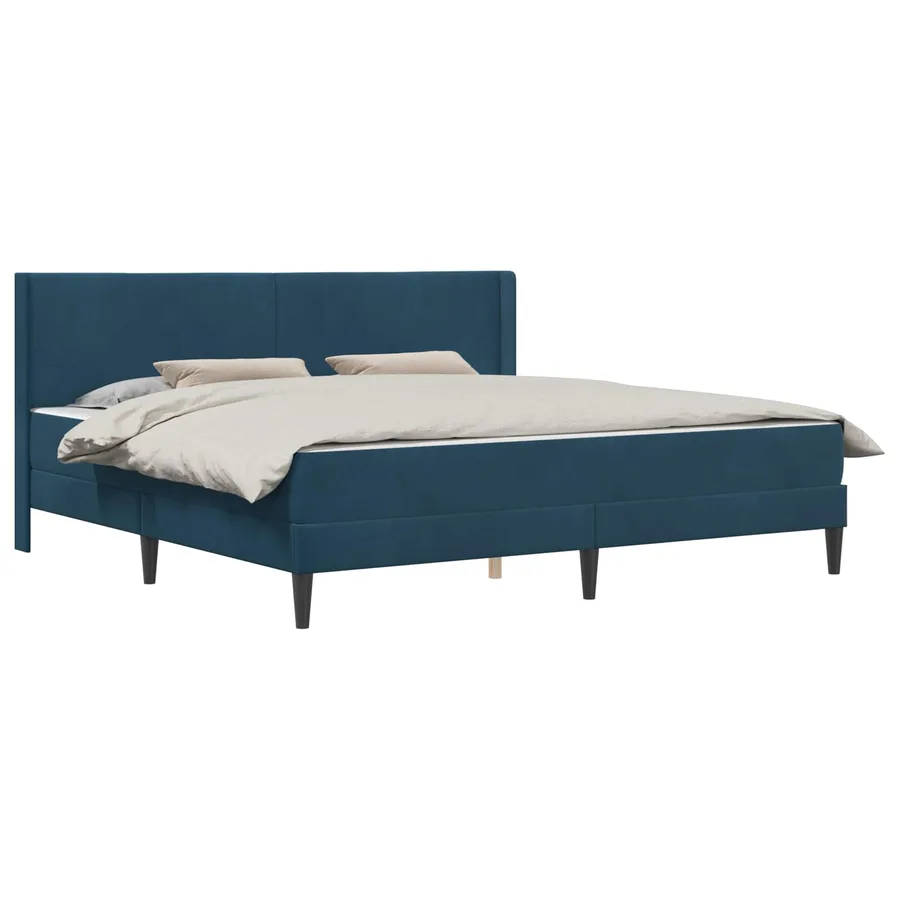 Cadre de lit avec matelas Bleu 200 x 200 cm Velours - 2