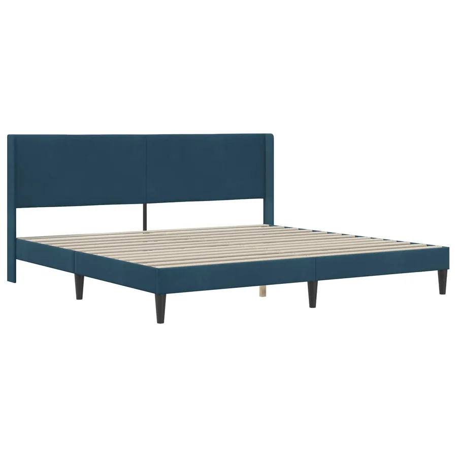 Cadre de lit avec matelas Bleu 200 x 200 cm Velours - 4