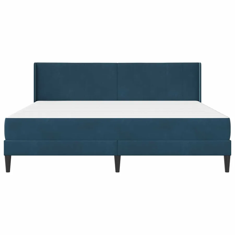 Cadre de lit avec matelas Bleu 200 x 200 cm Velours - 6