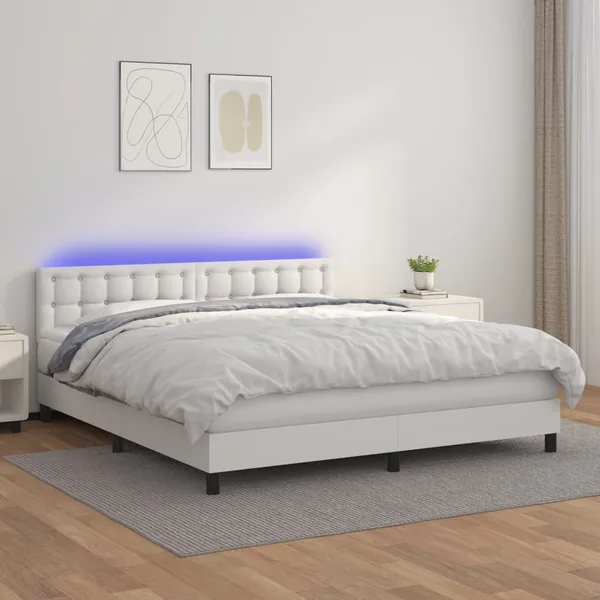 Sommier à lattes de lit avec matelas et LED Blanc 180x200 cm