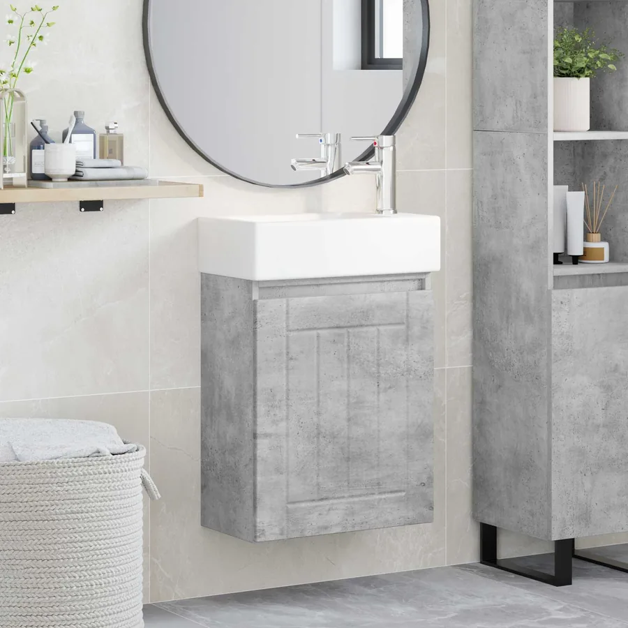 Meuble de salle de bain avec robinet Gris béton