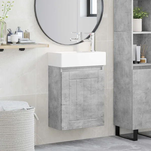 Meuble de salle de bain avec robinet Gris béton