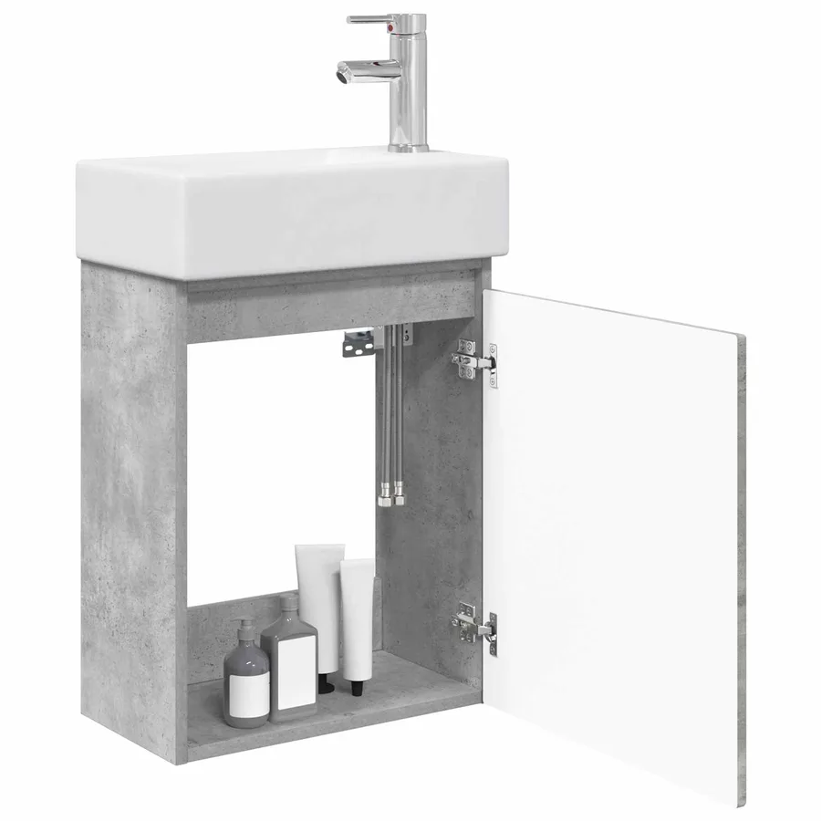 Meuble de salle de bain avec robinet Gris béton - 3