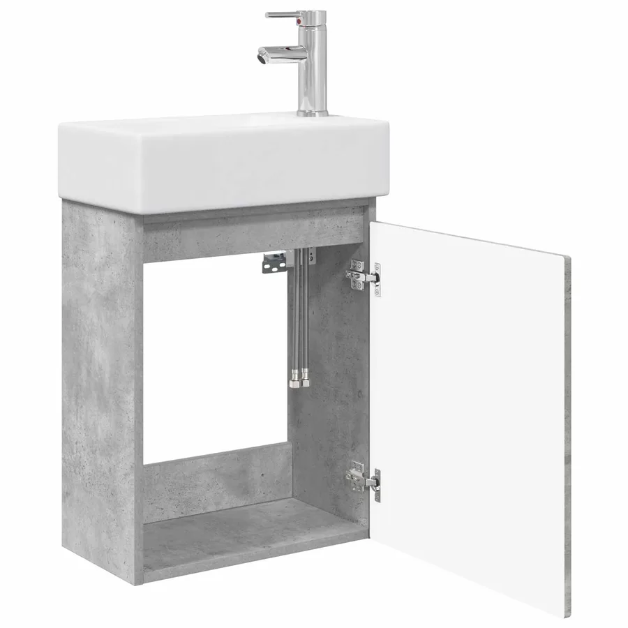 Meuble de salle de bain avec robinet Gris béton - 4